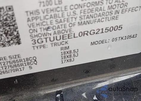 2024 GMC Sierra 1500 4Wd Short Box At4 z USA, uszkodzony, nr VIN 3GTUUEEL0RG215005